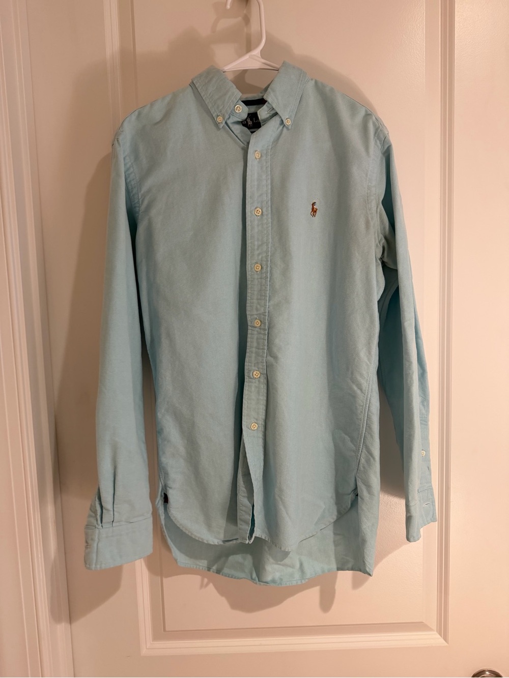 Ralph Lauren Men's Pale Blue Button-Down Oxford Shirt with Pony Logo
